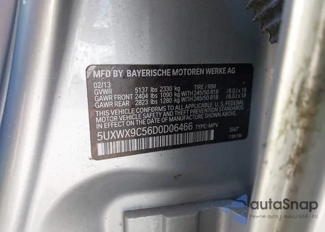 2013 BMW X3 xDrive28I from USA, damaged, VIN 5UXWX9C56D0D06466